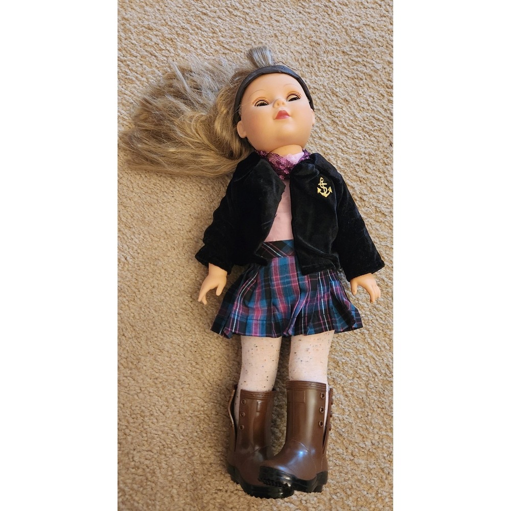 Madame Alexander 18 Inch Doll 2009 Blonde Hair Velvet Jacket Plaid Skirt